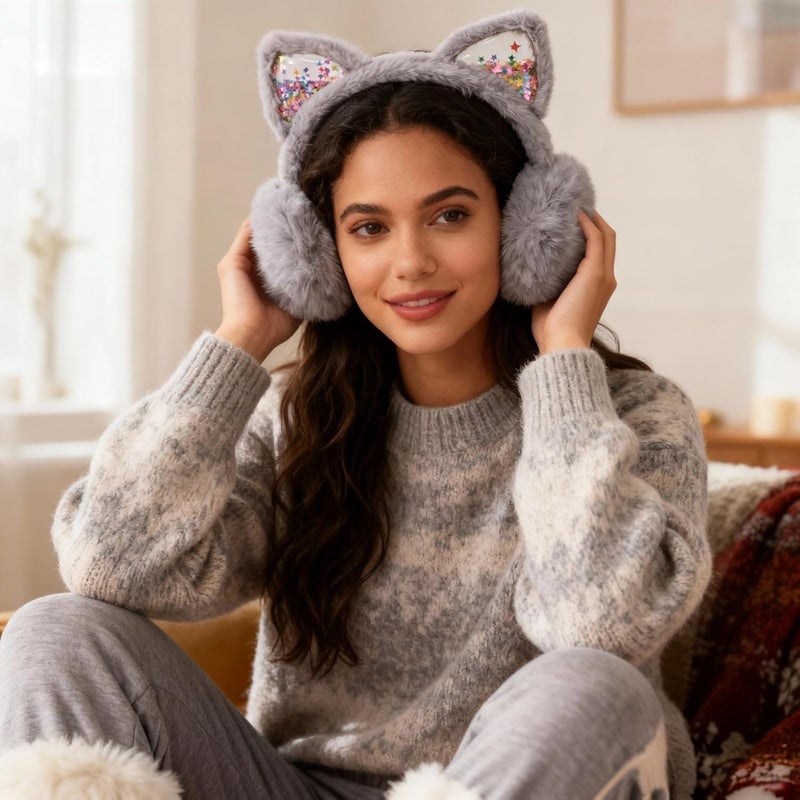 Pesaat Fluffy Ear Muff for Women Plush Earmuffs Kids Winter Earmuffs Girls Boys Cold Weather Ear Warmer - Image 3